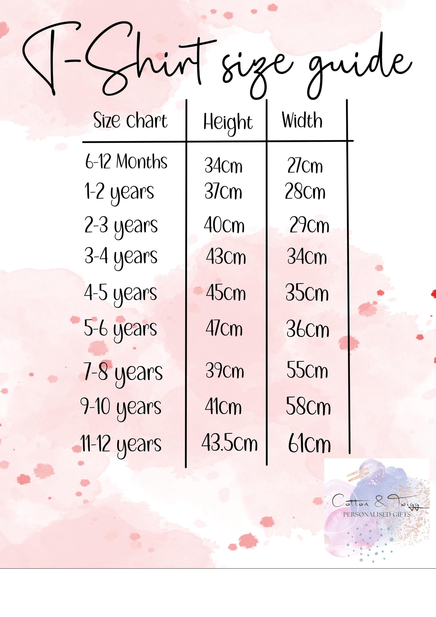 t shirt size guide