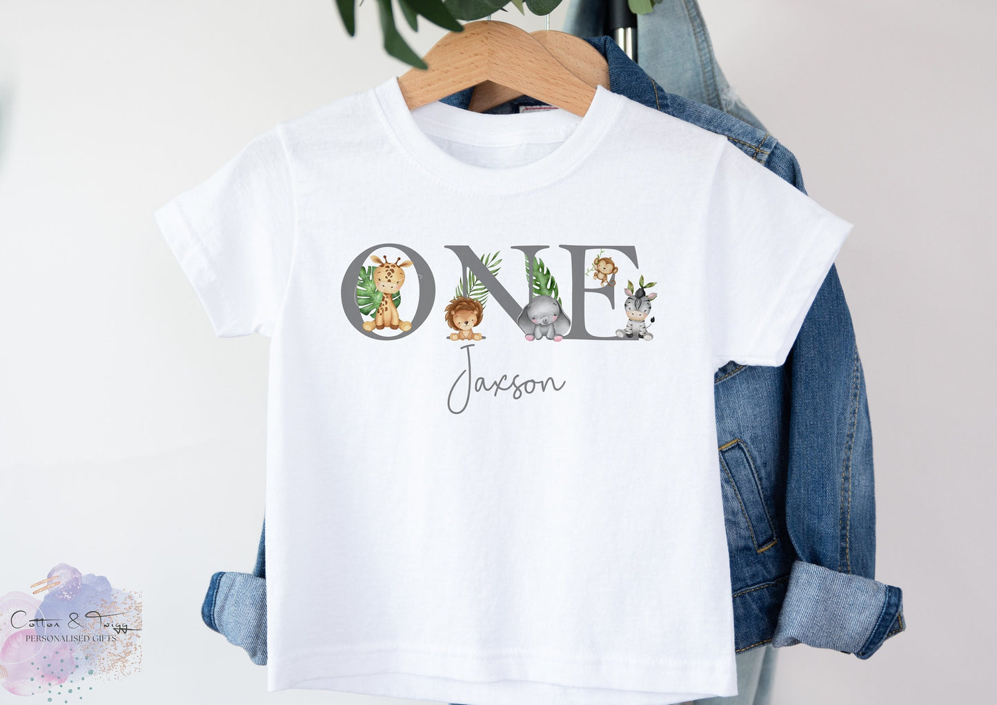 Personalised Kids Safari Birthday T-Shirt, 1st Birthday Jungle T-Shirt, Safari 1 Vest, First Birthday Long Sleeve T-Shirt for Girls & Boys