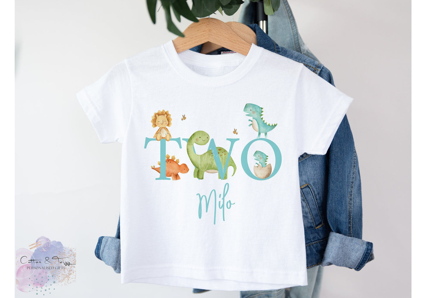 Personalised Kids 2nd Birthday T-Shirt/Vest, Second Birthday Dinosaur T-Shirt, Dino First, Second Birthday T-Shirt for Girls & Boys