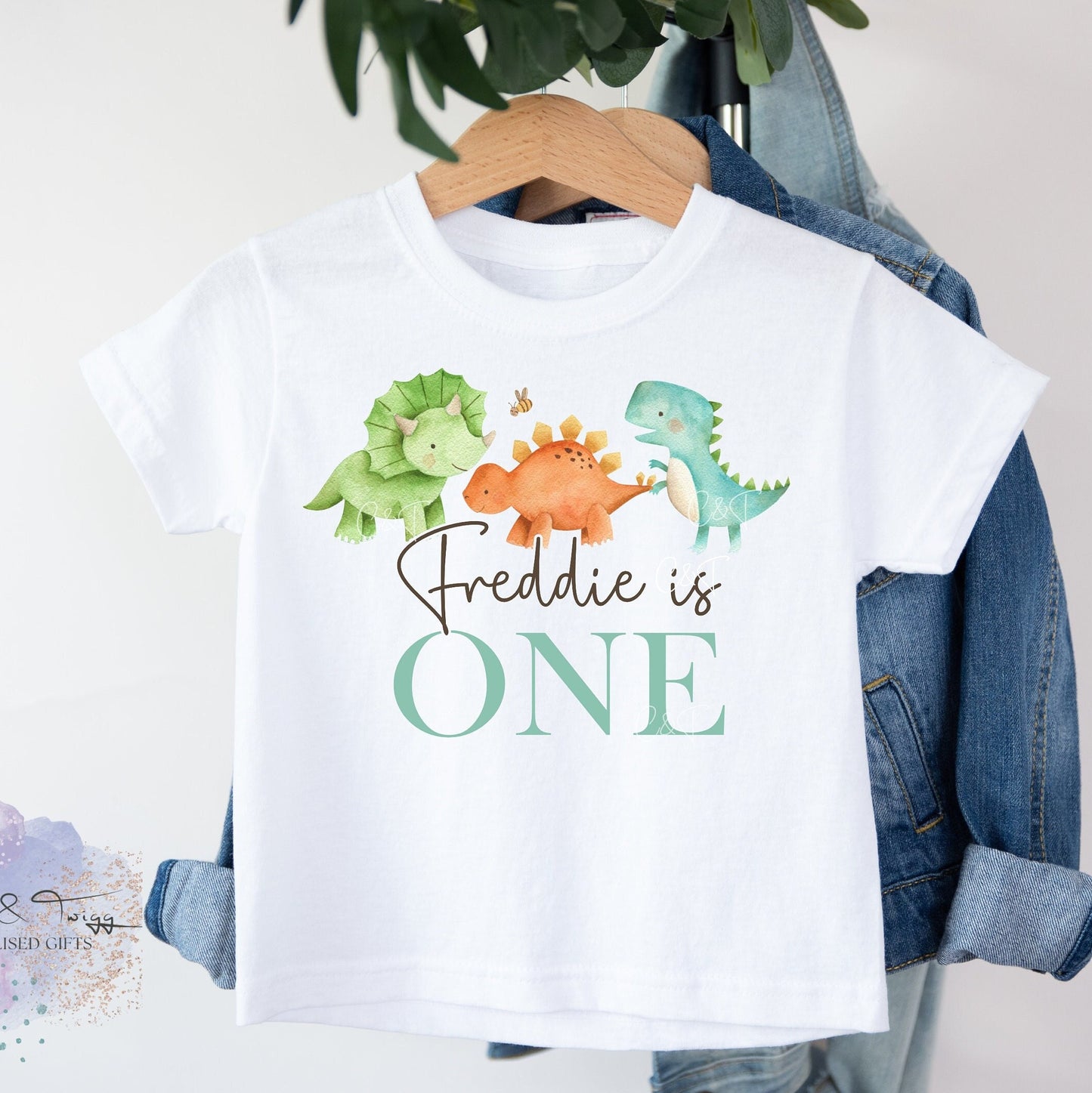 Personalised Kids Dinosaur Birthday T-Shirt, 1st Birthday Outfit, Dino Tee shirt, Gender Neutral, Unisex Top , T Shirt For Boys & Girls