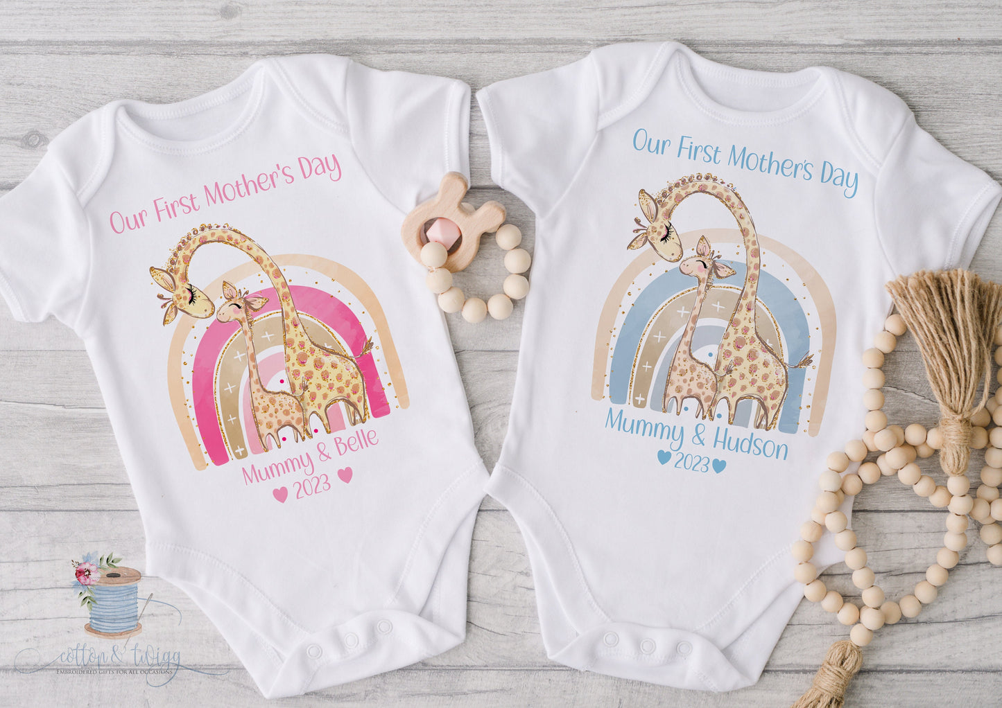 First Mothers Day Sleepsuit, Our First Mother's Day Romper Suit, Baby Boy's 1st Mother's Day Outfit, Mothers Day Gift, Personalised Babygrow
