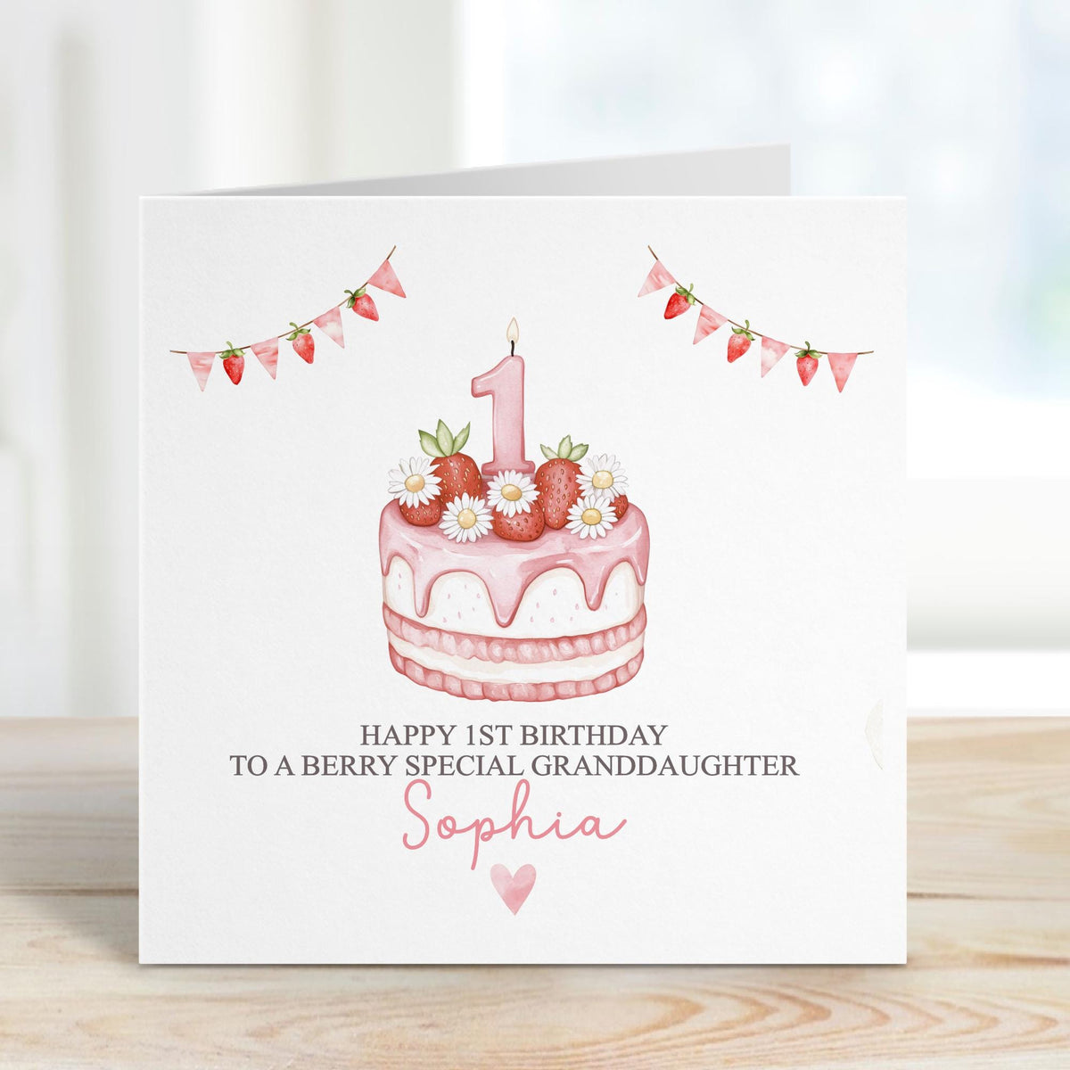 Strawberry Cake Berry First Birthday Card – photo 2