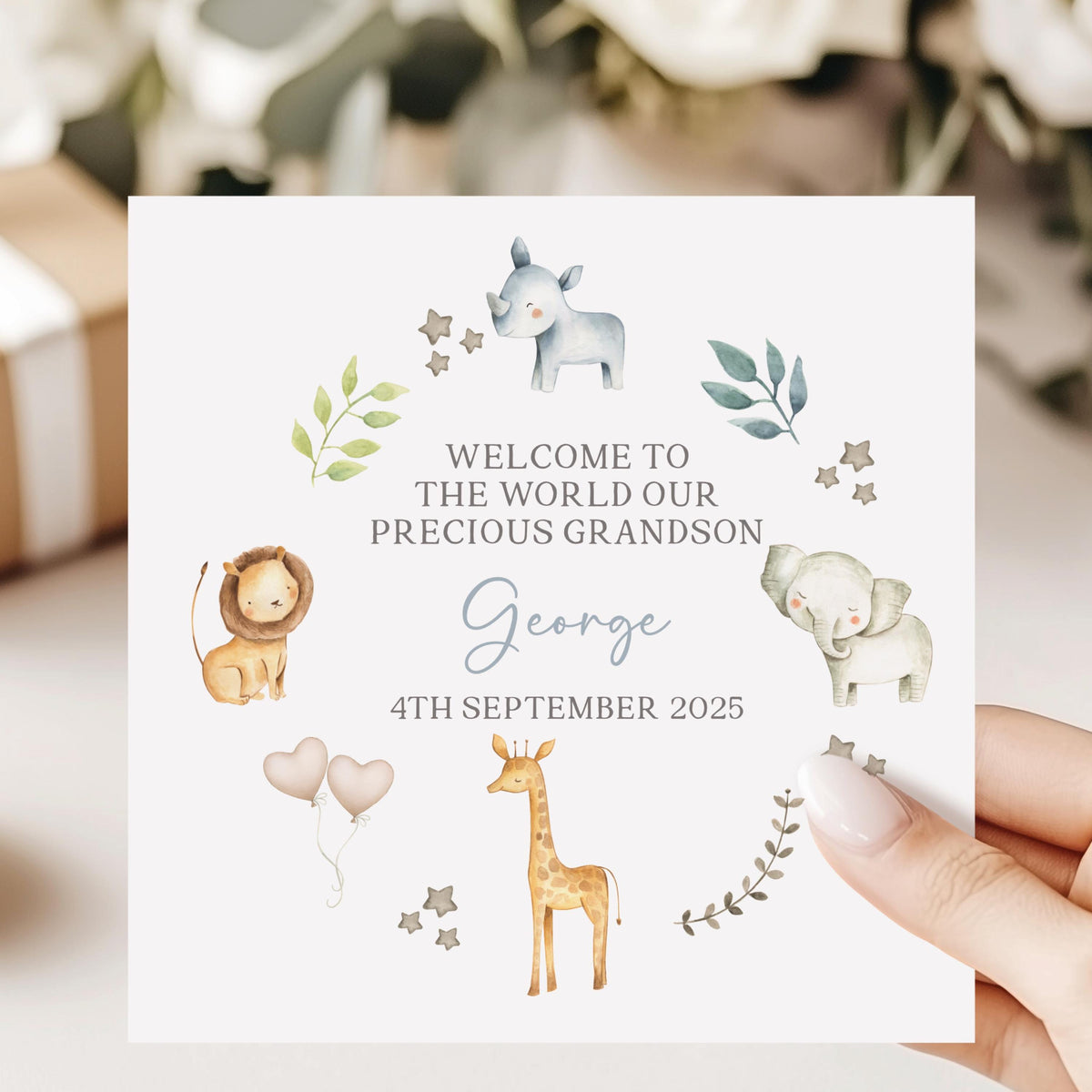 Safari Animals New Baby Card – Welcome to the World – photo 3
