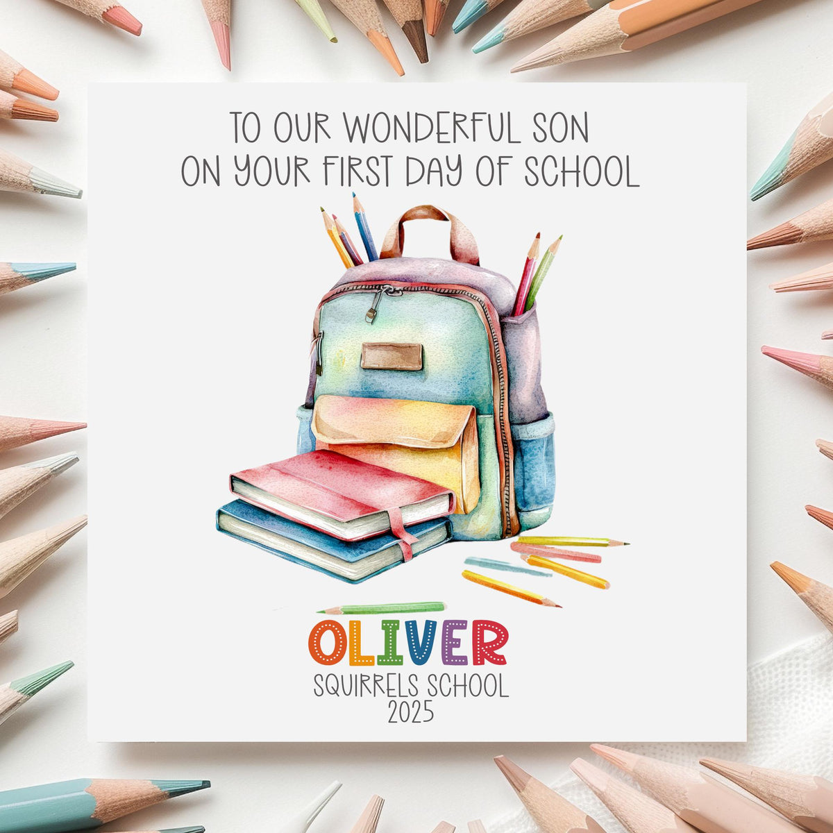 Backpack & Books First Day at School Card for Boys or Girls – photo 3