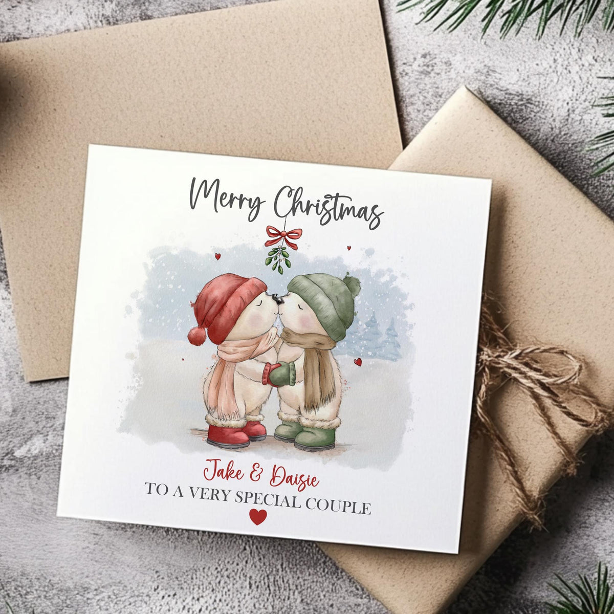 Kissing Couple Christmas Card for a Special Couple – photo 3