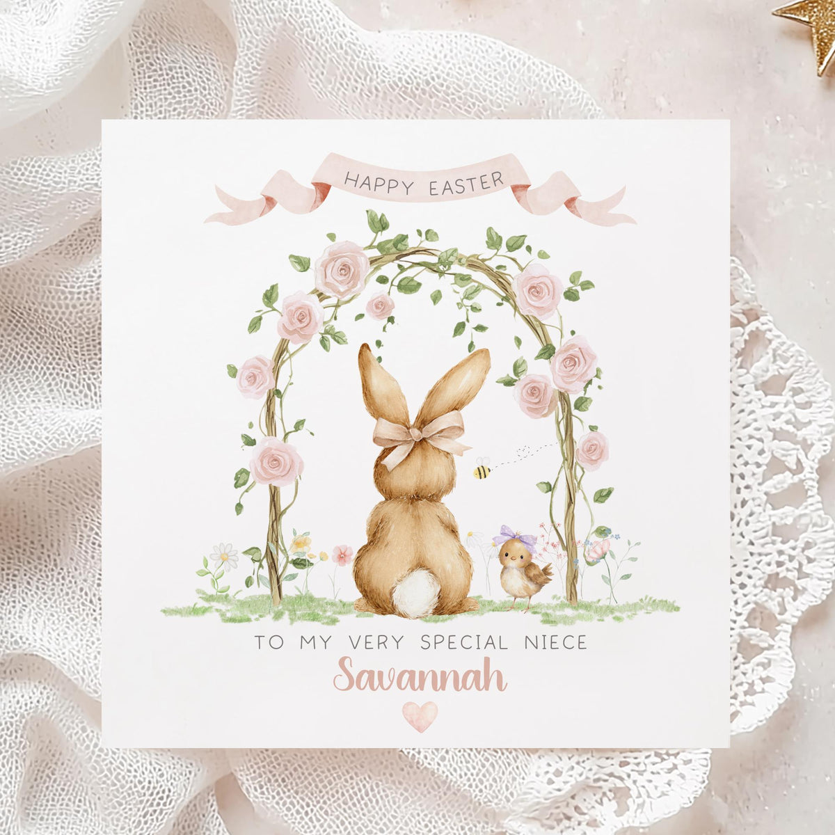 Floral Arch Bunny Easter Card for Girls – photo 3