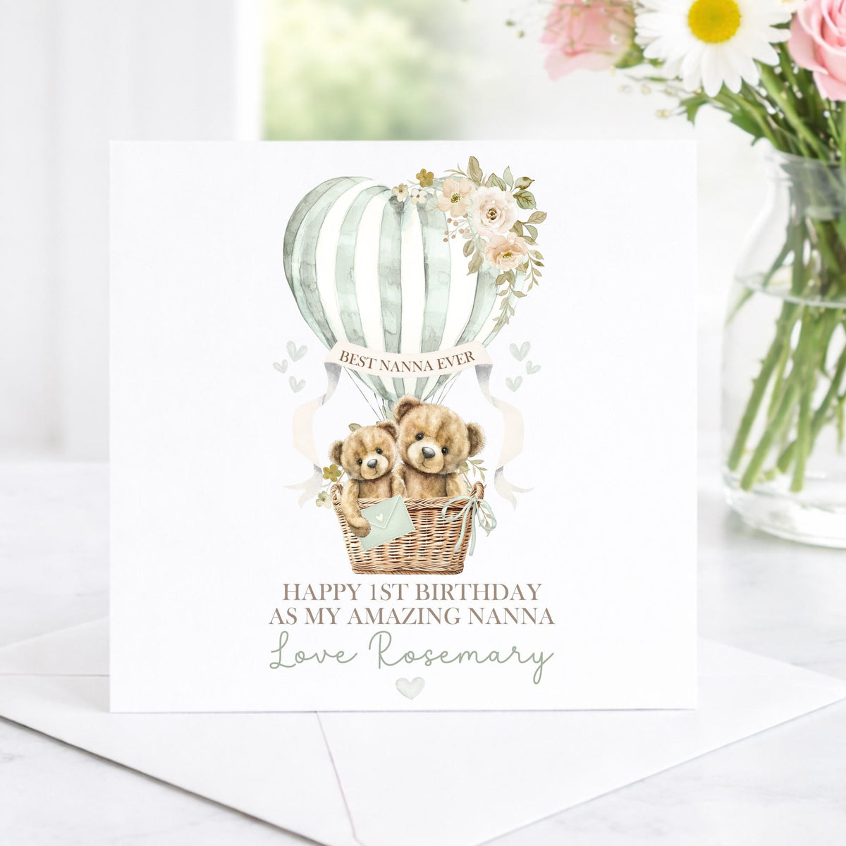 Hot Air Balloon Bears 1st Birthday as My Mummy or Nanny Card – photo 6