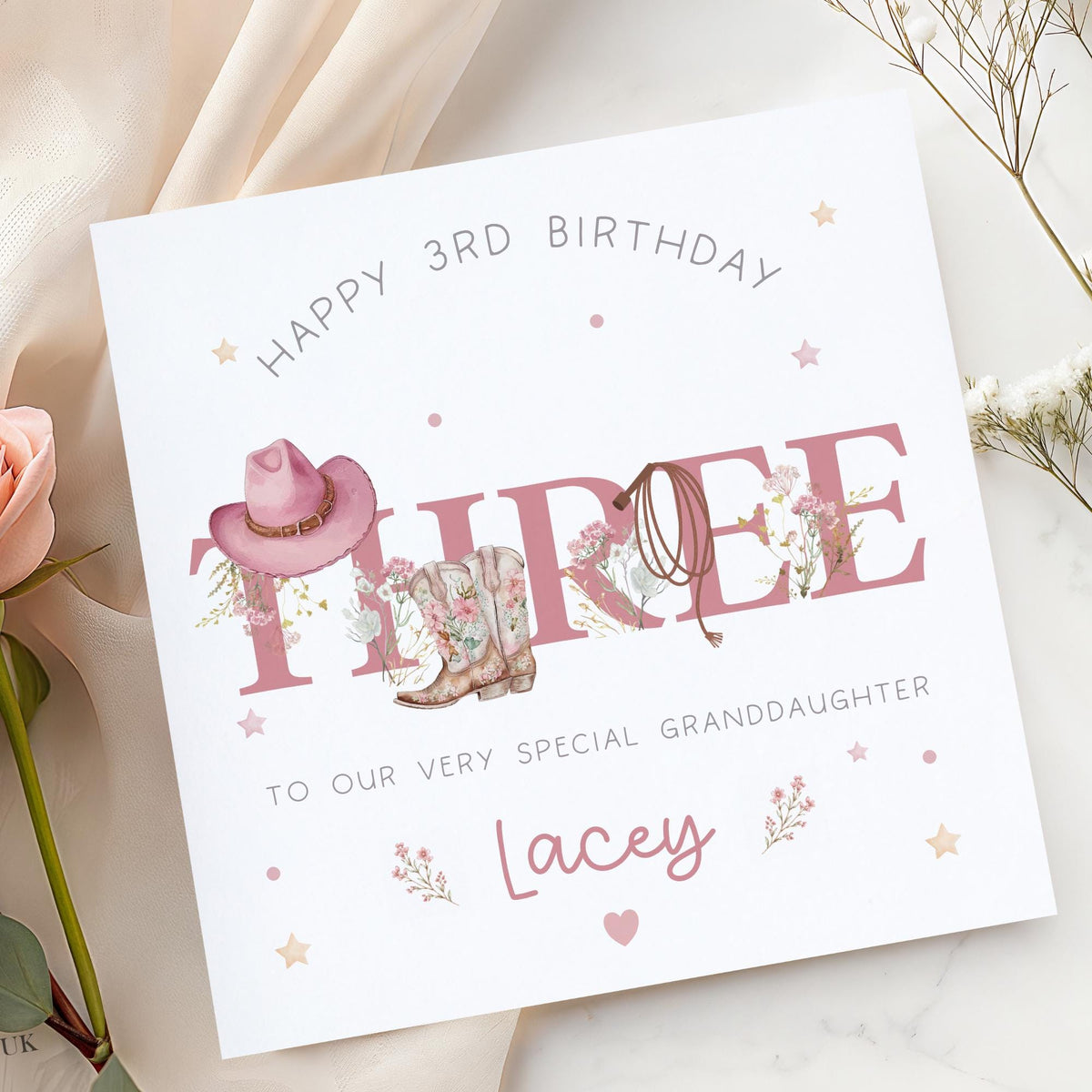 Pink Cowgirl ONE 1st Birthday Card for Girls – photo 7