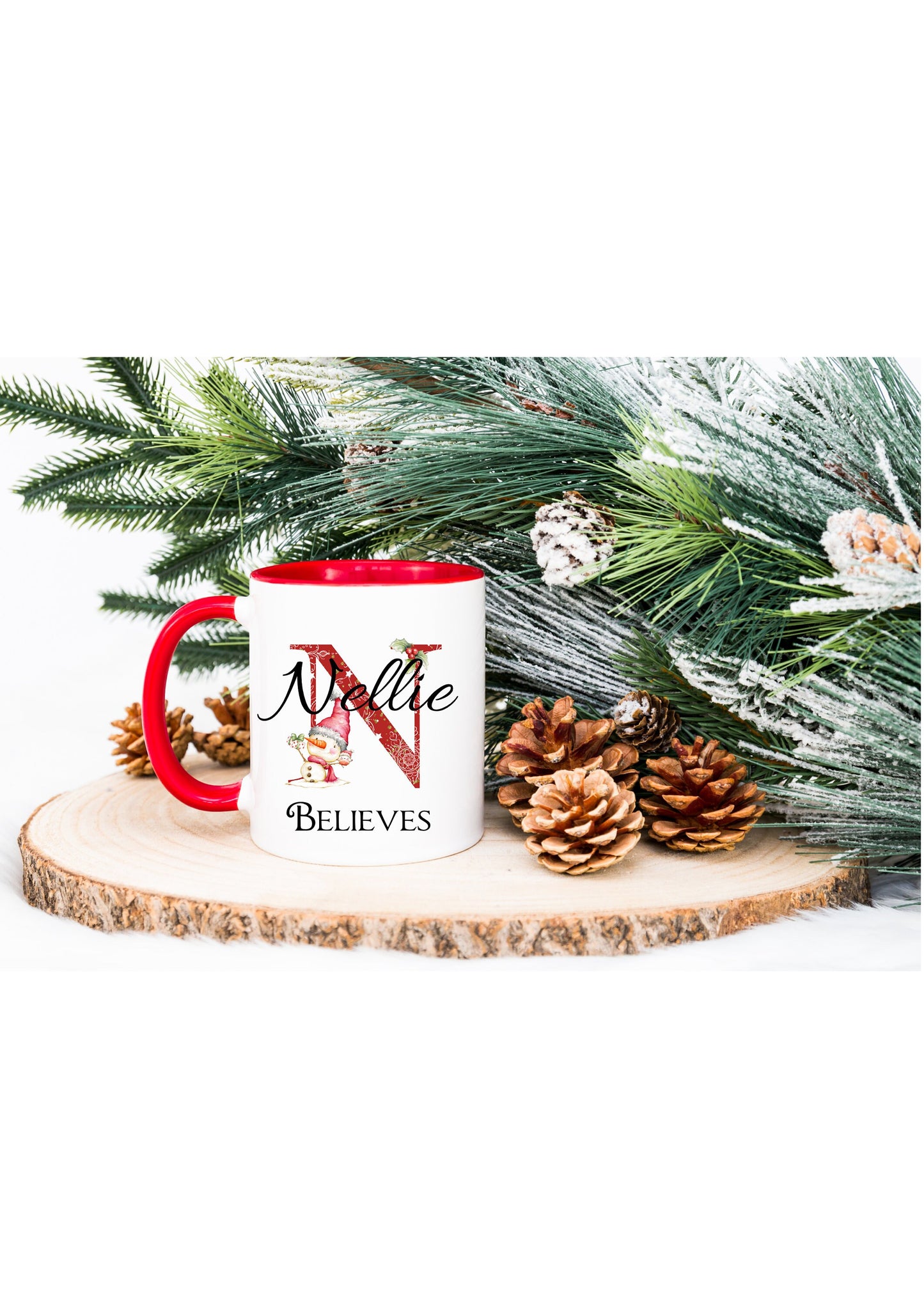 Personalised Christmas Mug, Initial Cup, Christmas Eve Hot Chocolate Mug For Girls And Boys, Snowman Hamper Item