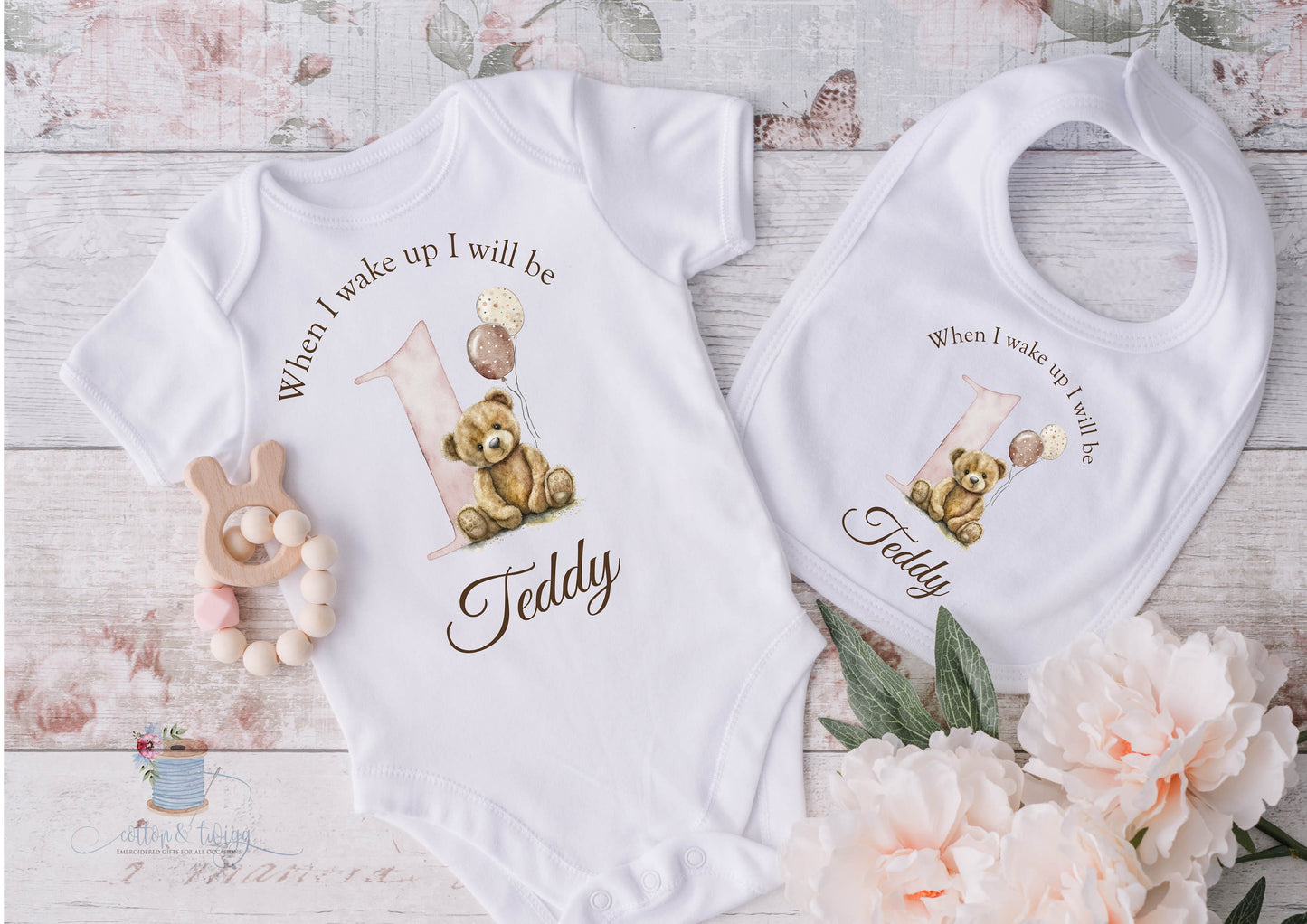 Personalised When I Wake Up I Will Be One Sleepsuit, Personalised Birthday Romper, 1st Birthday Babygrow, Unisex Birthday Outfit