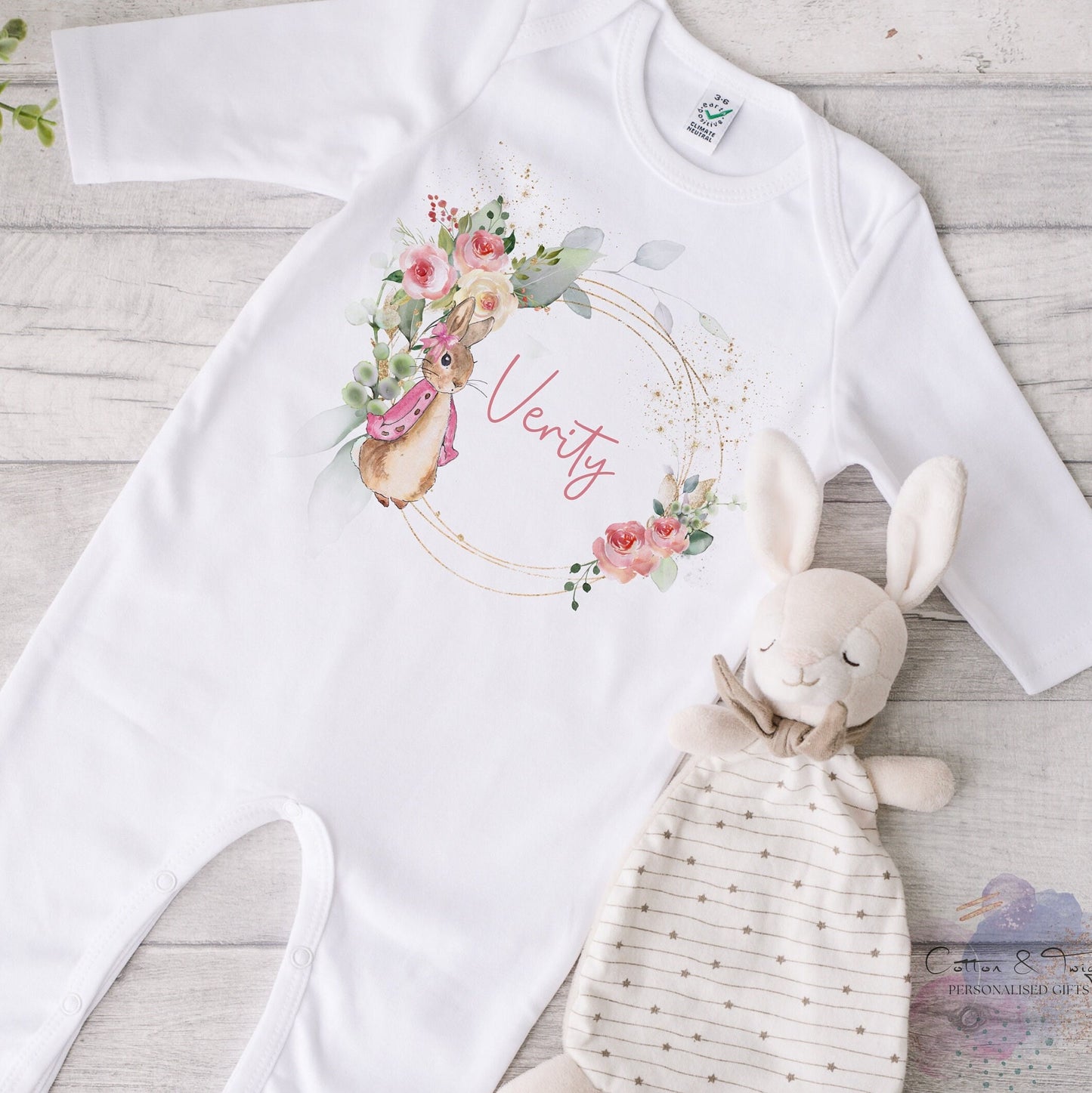 Personalised New Baby Sleepsuit, Vest & Bib