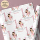 Personalised 1st birthday gift wrap featuring a cute fairy girl in a pink dress holding a balloon, sitting in front of a pastel rainbow and large pink number one, surrounded by floral accents. Customisable with child’s name and special message, perfect for a granddaughter’s/daughters 1st birthday.