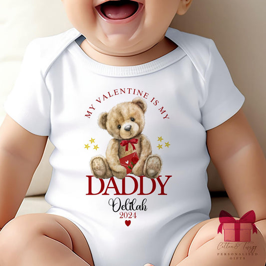 My 1st Valentines Sleepsuit, Daddy Is My Valentine, Valentines Baby Gift, Gender Neutral Valentines Vest/Bodysuit, Valentines Babygrow