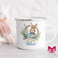 Personalised Kids Enamel Easter Mug, Childrens Easter Bunny Rabbit Mug