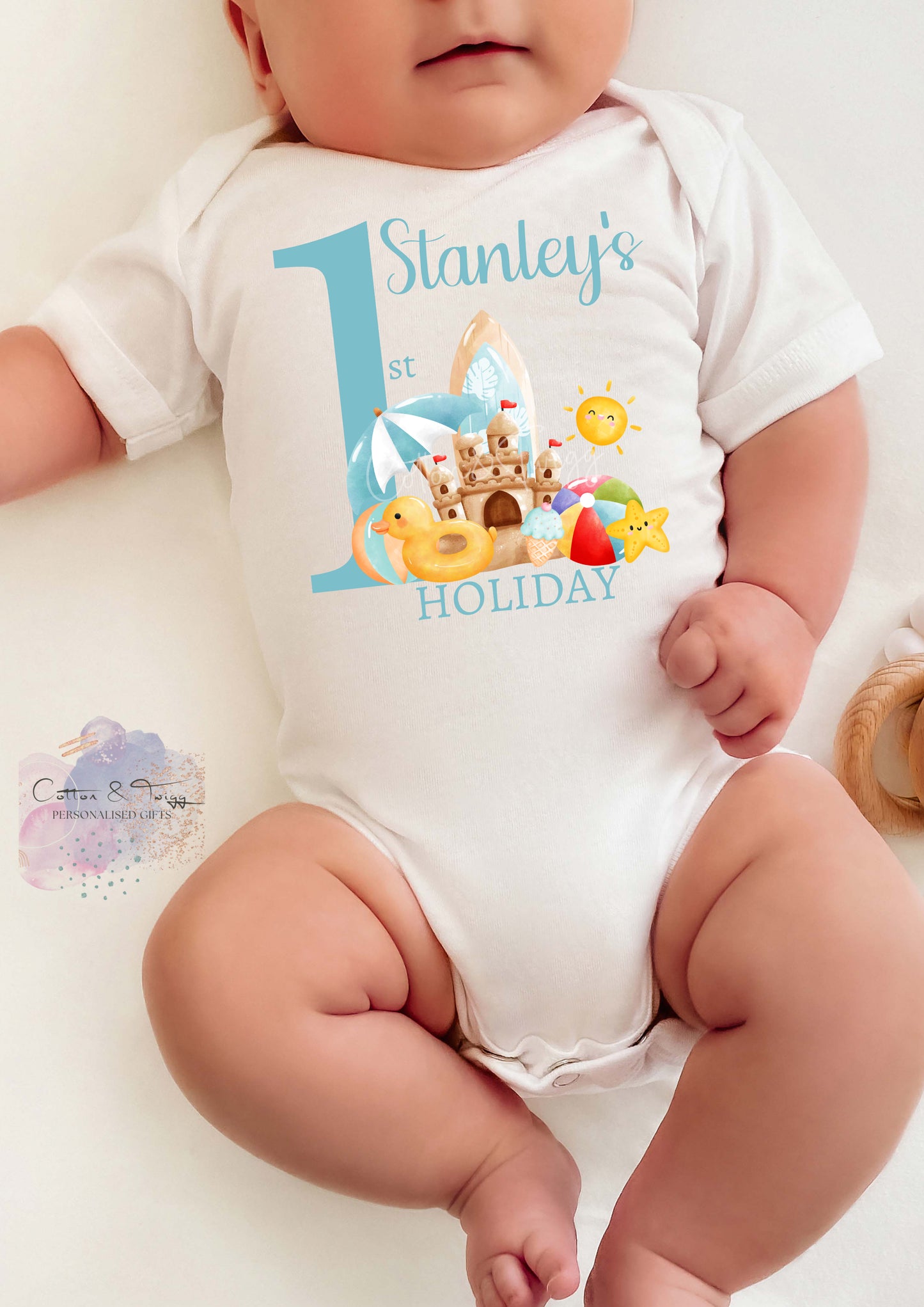 Children's First Holiday T-Shirt With Destination, Kids 1st Holiday T-Shirt, Cotton Printed T-Shirt