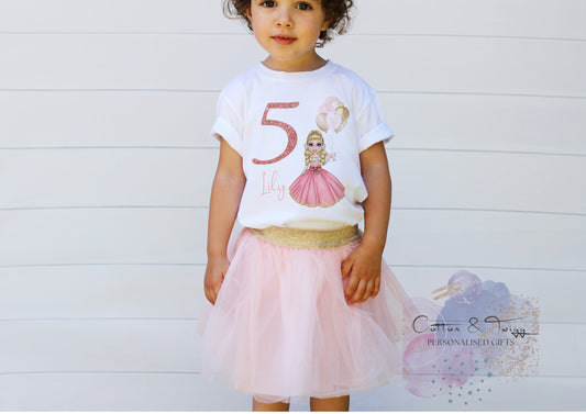 Personalised Princess Birthday T-Shirt - Childrens Birthday Top