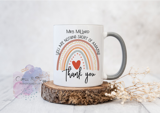 Personalised Thank You Mug, Teachers Personalised Mug, End Of Term Gift, Personalised Gift For Teacher's