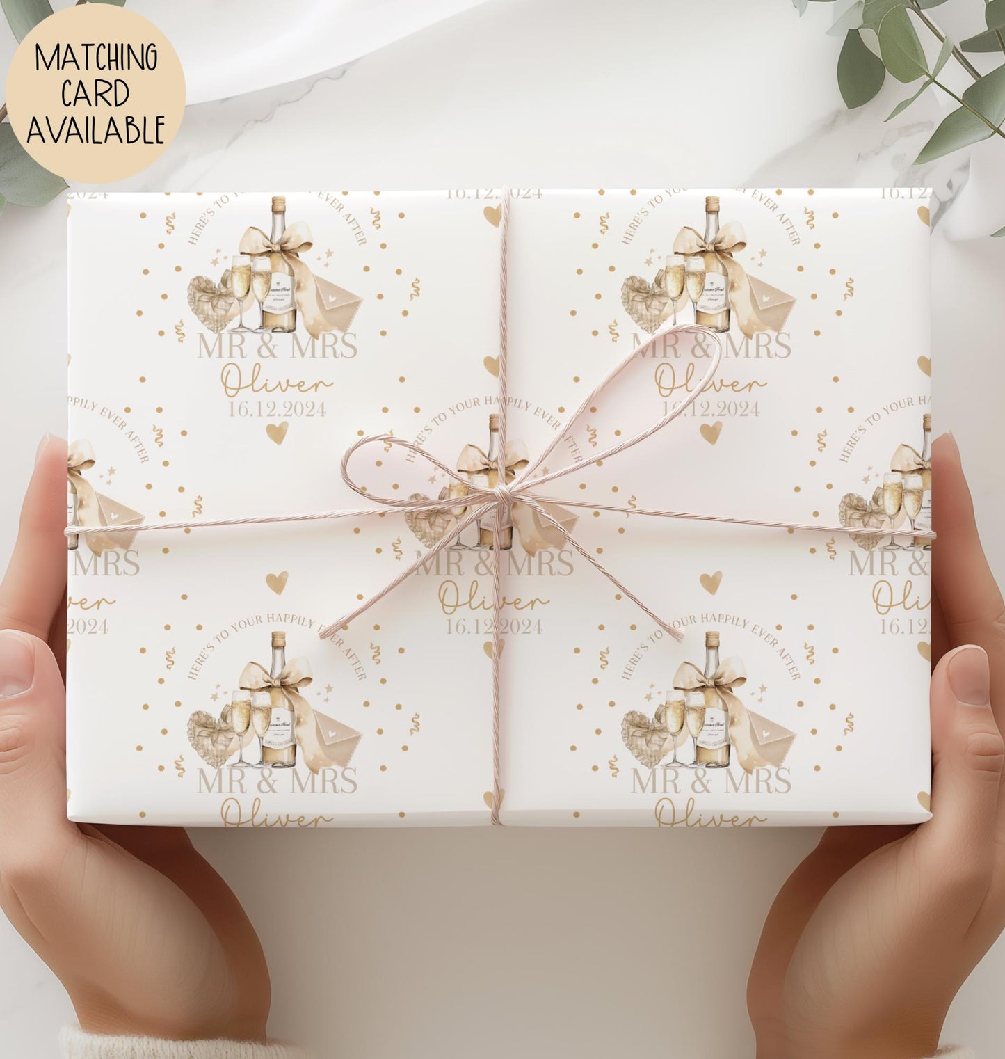 Personalised Wedding Gift Wrap Paper, Personalised Happy Ever After Wrapping Paper,Mr & Mrs Anniversary Gift Wrapping Sheet/Roll
