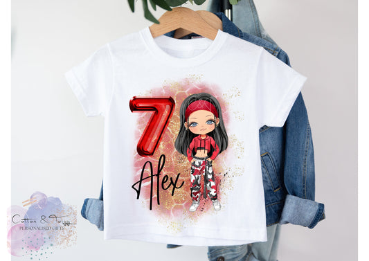 Personalised Girls  Birthday T-Shirt, Girls Dance Personalised Birthday Top, Any Age Birthday T shirt for Girls, Custom Dancers T-Shirt