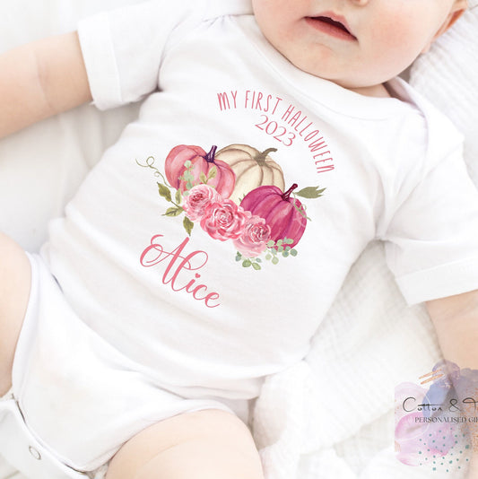 Baby's first Halloween, Personalised First Halloween Vest, Cotton Sleepsuit & Bib, Halloween Babygrow/Outfit, My first Halloween