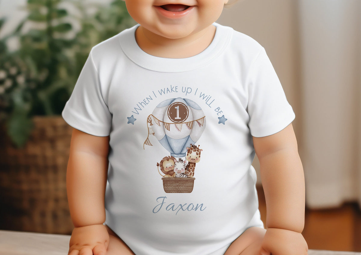 Safari Balloon First Birthday Baby Set