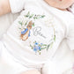 Personalised New Baby Sleepsuit, Vest/Bodysuit & Bib Little Pink Bunny Babygrow, Baby Shower Gift, New Baby Boy Present
