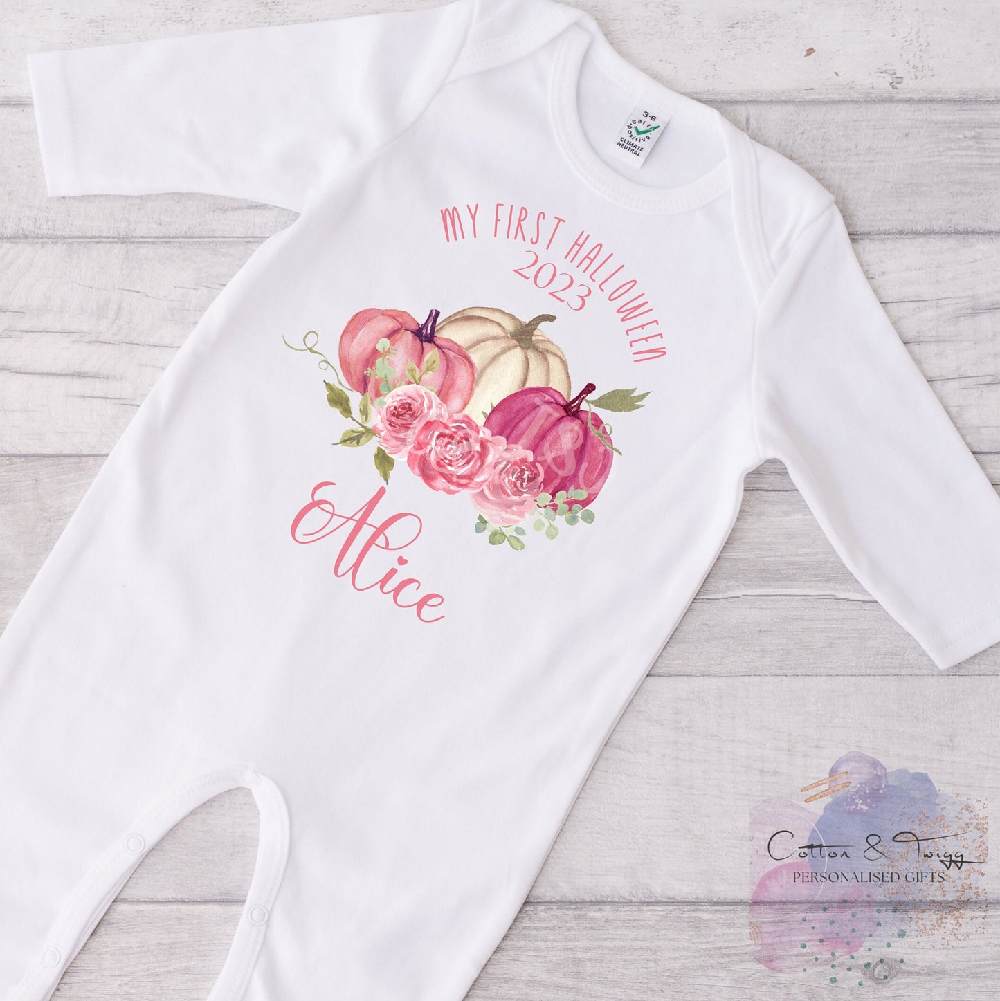 Baby's first Halloween, Personalised First Halloween Vest, Cotton Sleepsuit & Bib, Halloween Babygrow/Outfit, My first Halloween