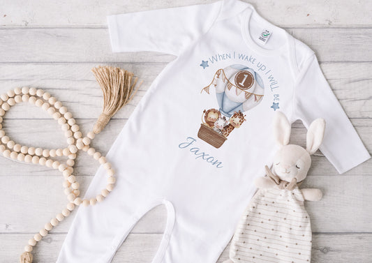 Safari Balloon First Birthday Baby Set