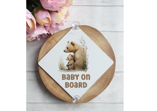 Baby On Board Aluminium Car Sign, Children, Child, Toddler On Board Safety Sign, Car Suction Sign, Bear Car Sign, New Baby Gift