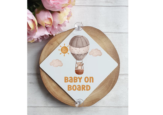 Baby On Board Aluminium Car Sign, Children, Child, Toddler On Board Safety Sign, Car Suction Sign, Air Balloon Car Sign, New Baby Gift
