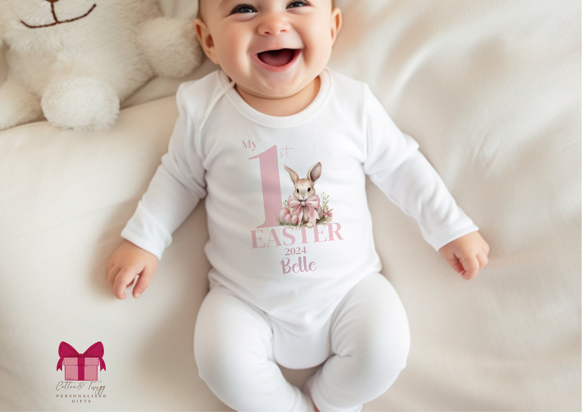Bunny First Easter Sleepsuit for Girls