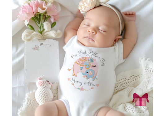 First Mothers Day Vest, Our First Mothers Day Romper Suit, Baby Girls 1st Mothers Day Outfit, Mothers Day Sleepsuit, Personalised Babygrow