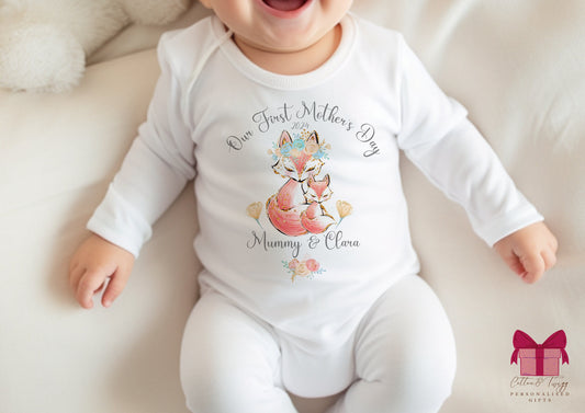First Mothers Day Sleepsuit, Our First Mothers Day Romper Suit, Baby Girls 1st Mothers Day Outfit, Mothers Day Vest, Personalised Babygrow