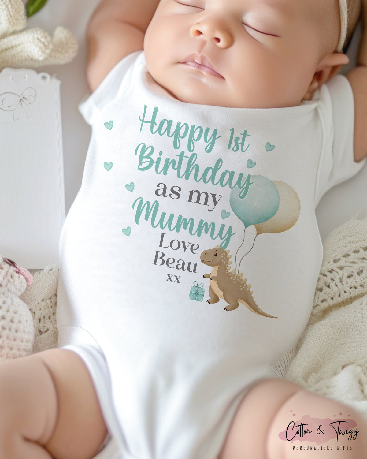 Dinosaur Mummy Birthday Babygrow
