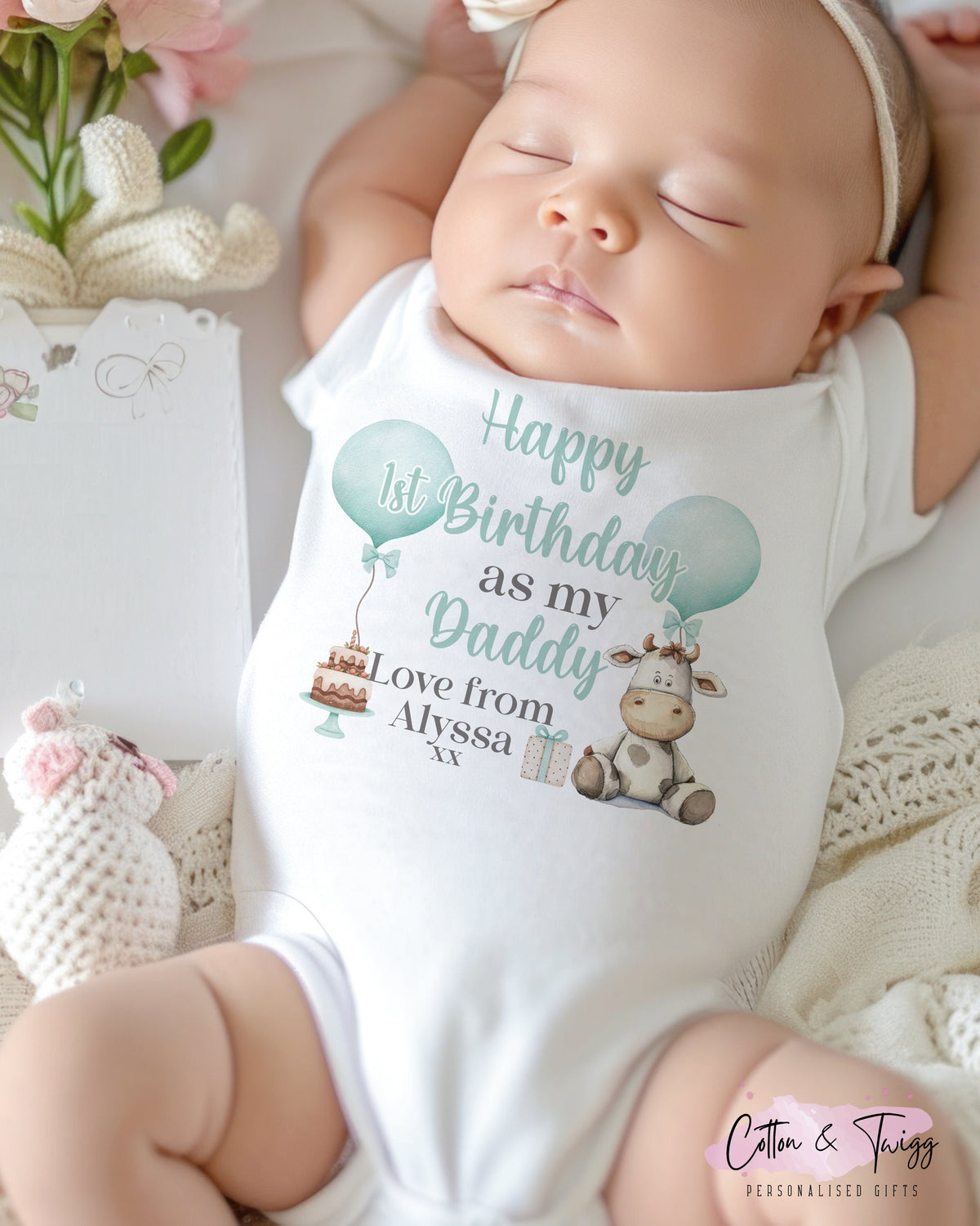 Cow Daddy Birthday Babygrow