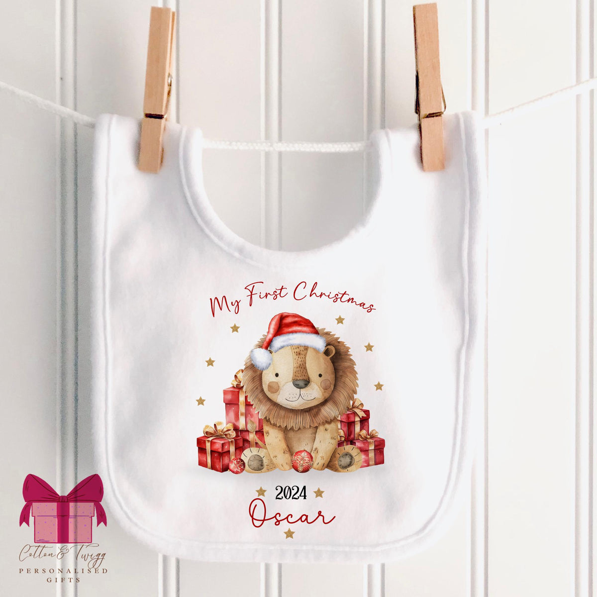 Christmas Lion Baby's First Christmas Sleepsuit, Vest & Bib