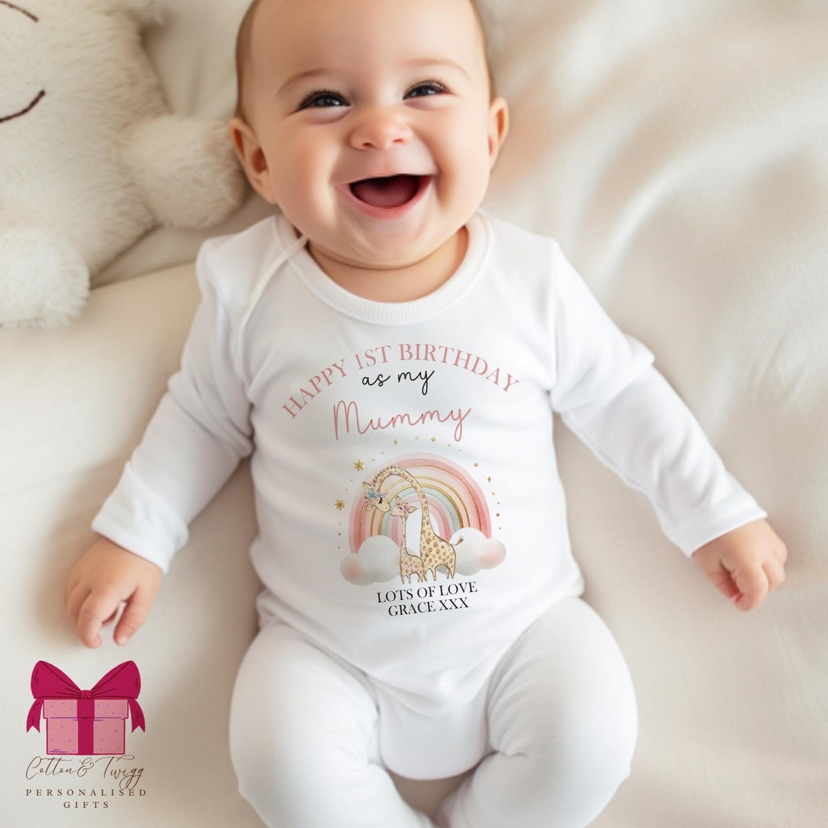 Giraffe Rainbow Mummy Birthday Sleepsuit