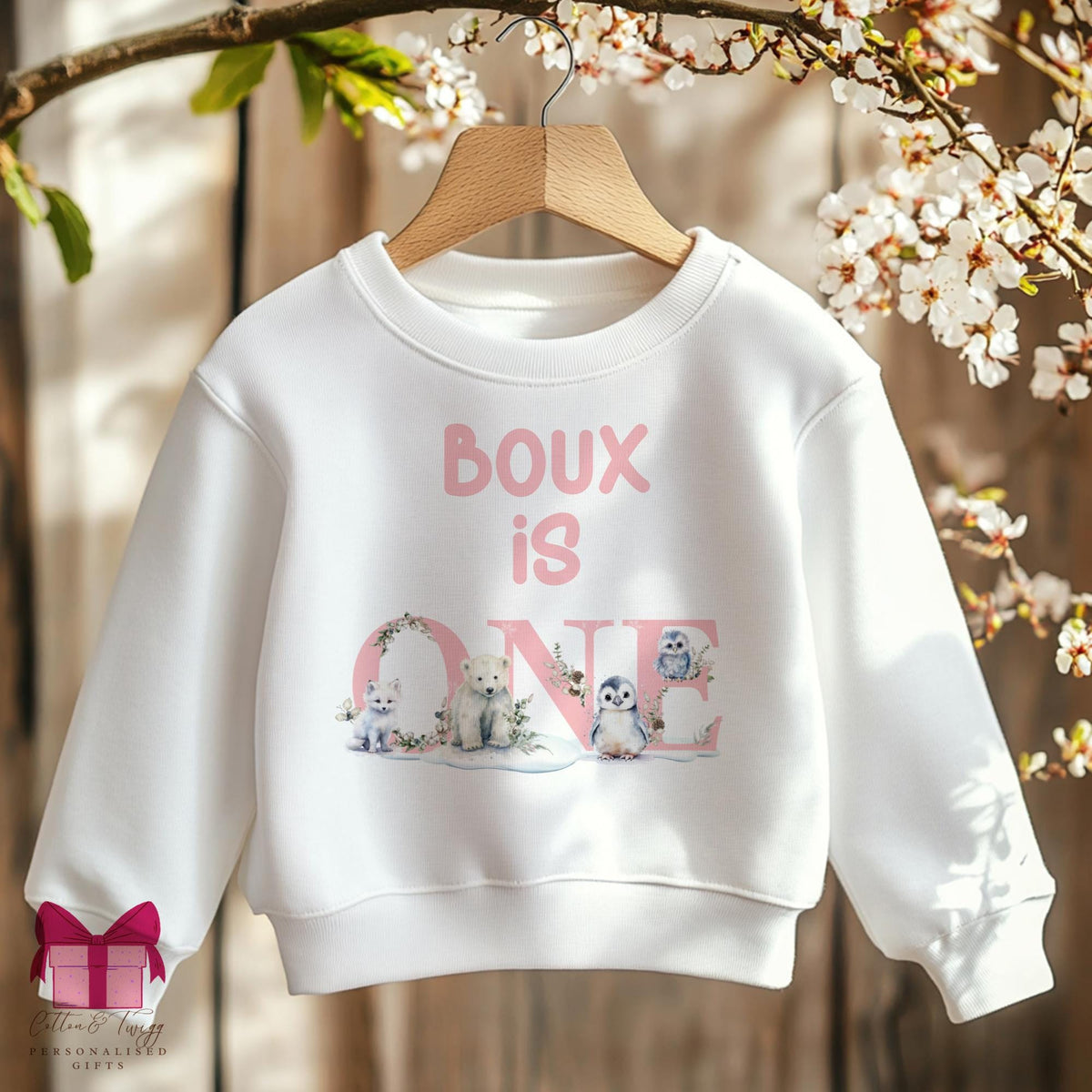 Arctic is One personalised sweatshirt, pink lettering