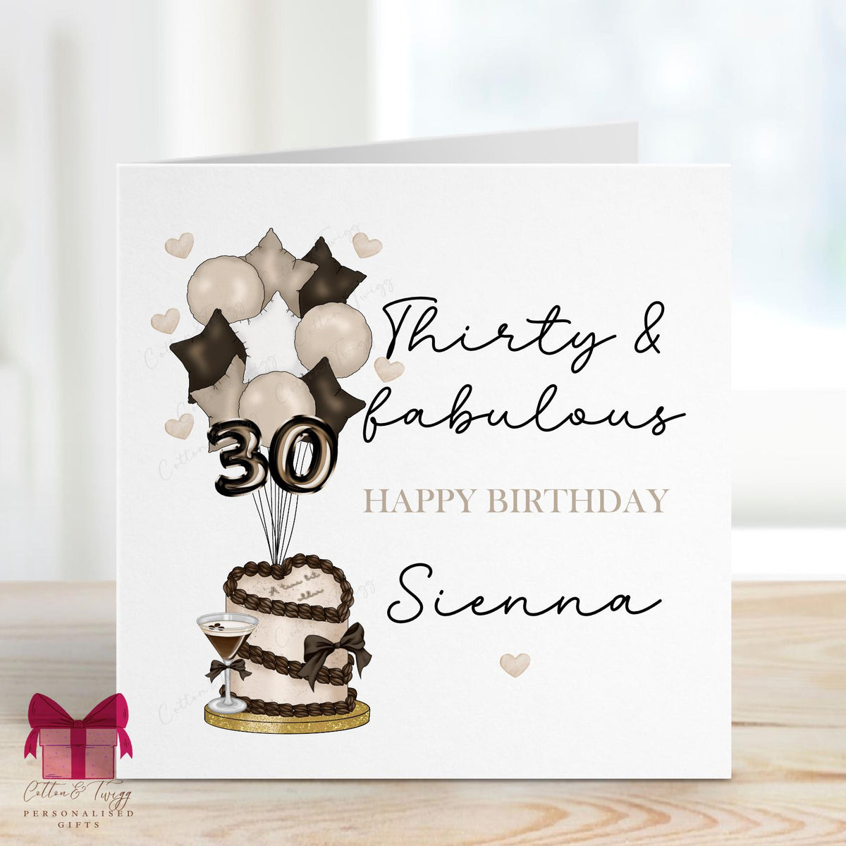 Thirty & Fabulous Black Cake 30th Birthday Card for Her – Cotton and Twigg