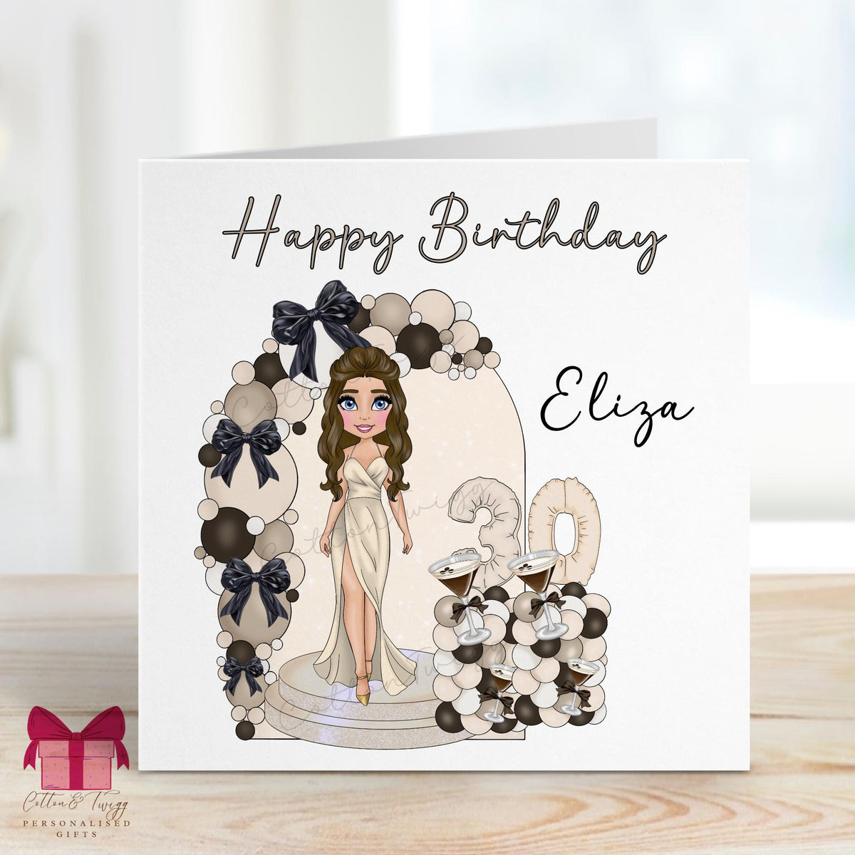 Glam Girl Black & White Balloons 30th Birthday Card for Her – photo 4
