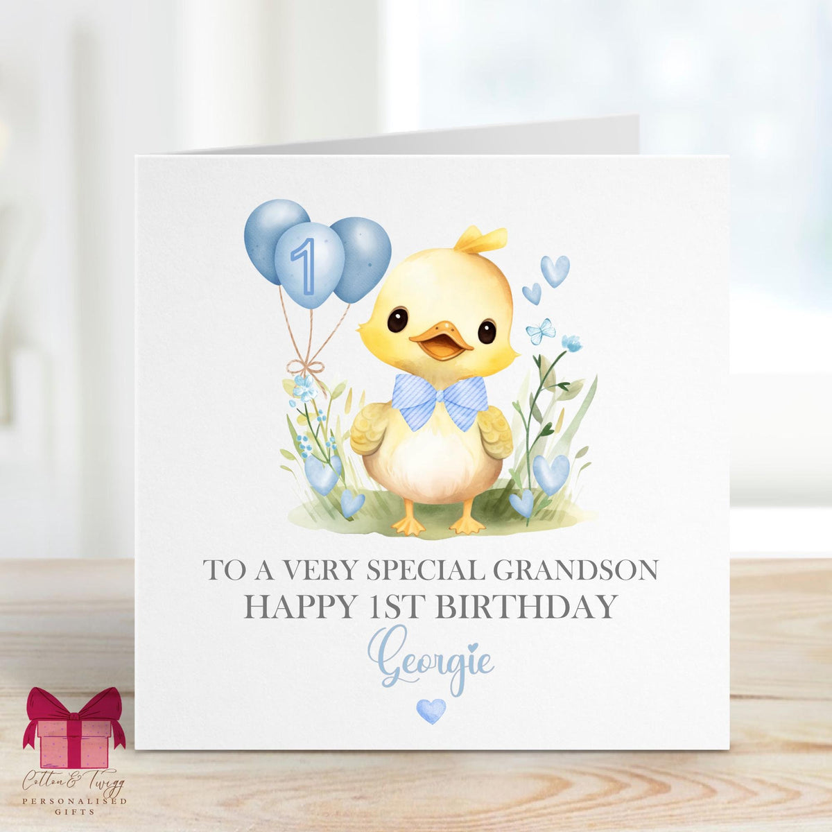 Yellow Duck 1st Birthday Card for Boys – Cotton and Twigg