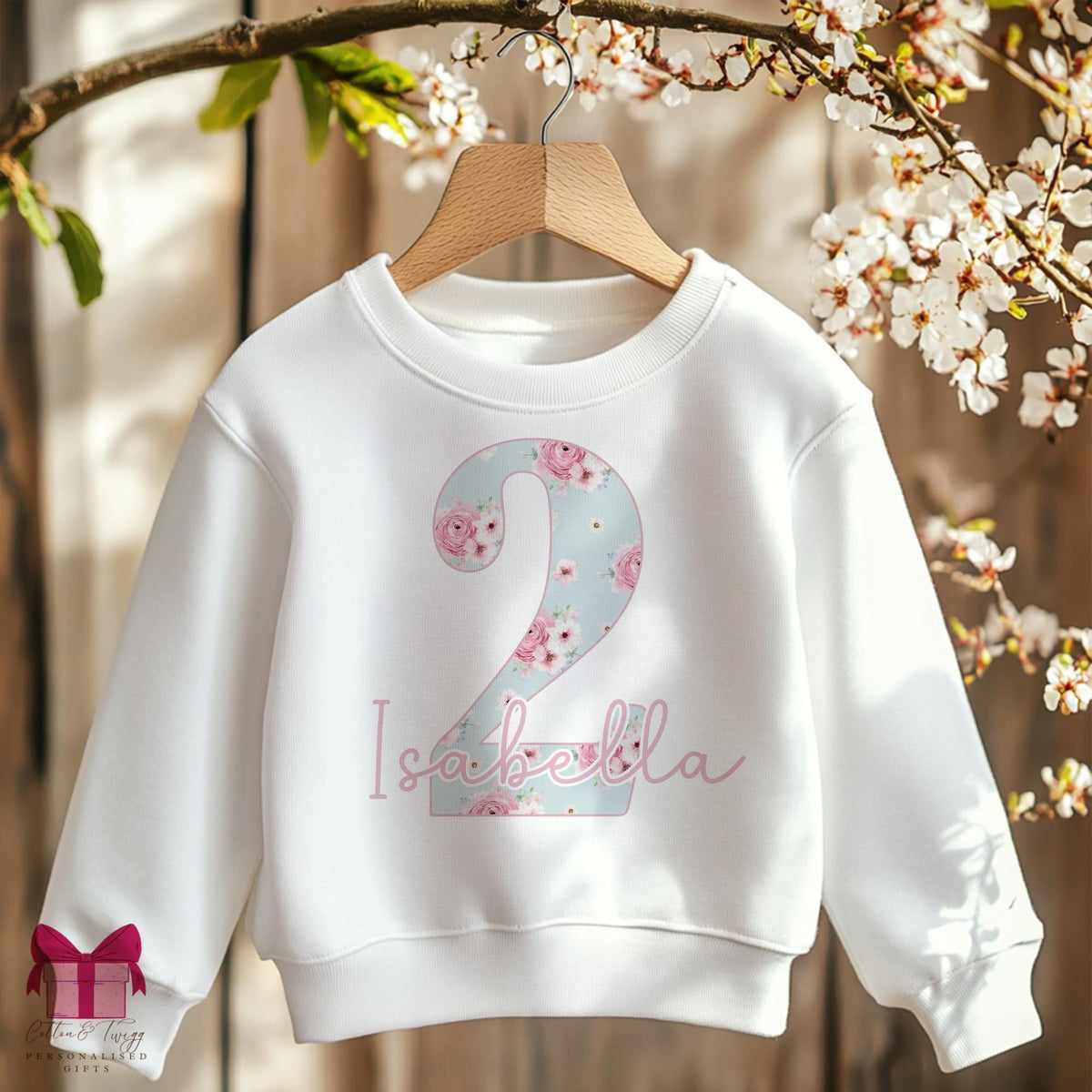 Floral number two personalised birthday sweatshirt