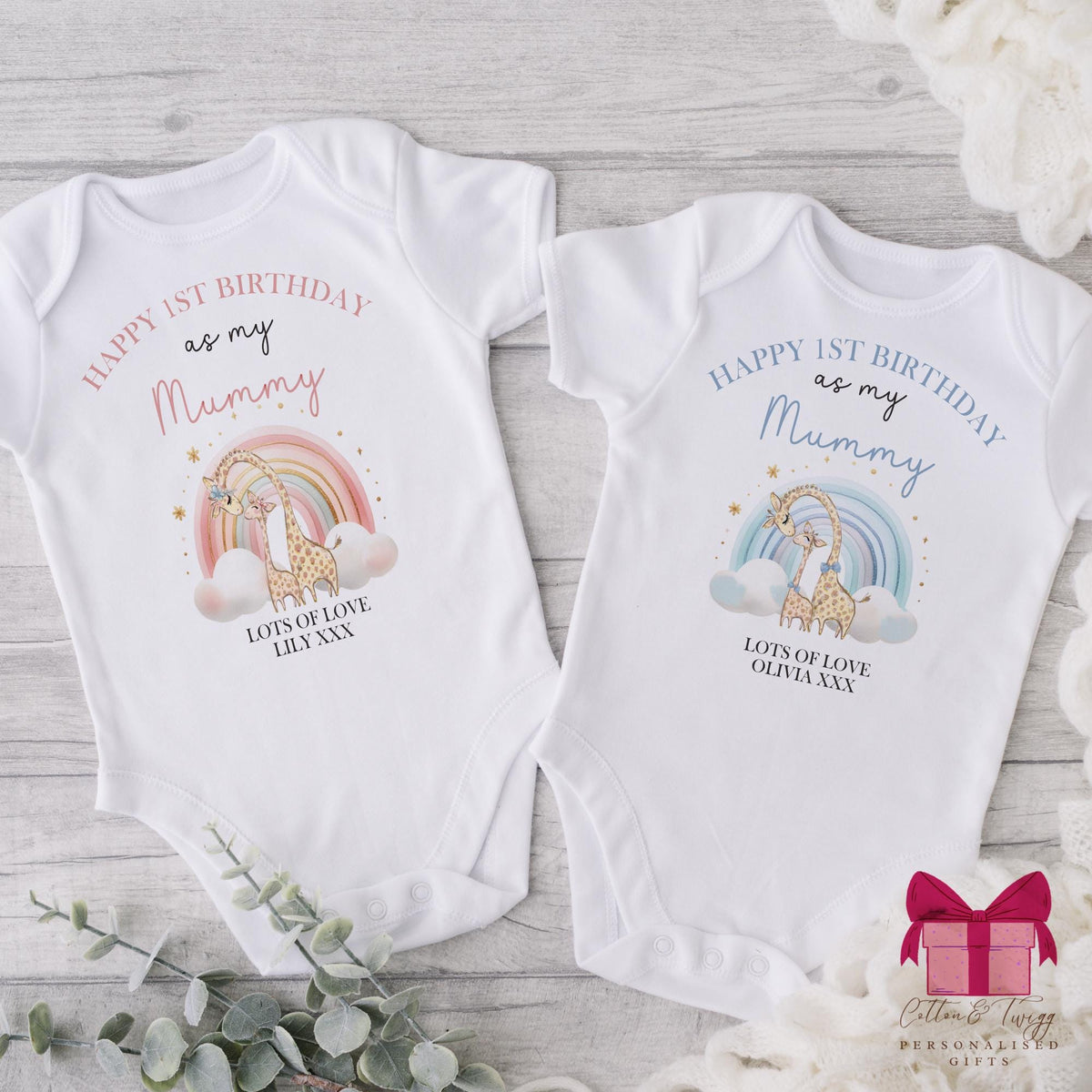 Giraffe Rainbow Mummy Birthday Sleepsuit