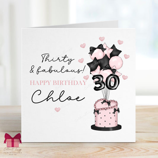 Thirty & Fabulous Pink Cake 30th Birthday Card for Her – Cotton and Twigg