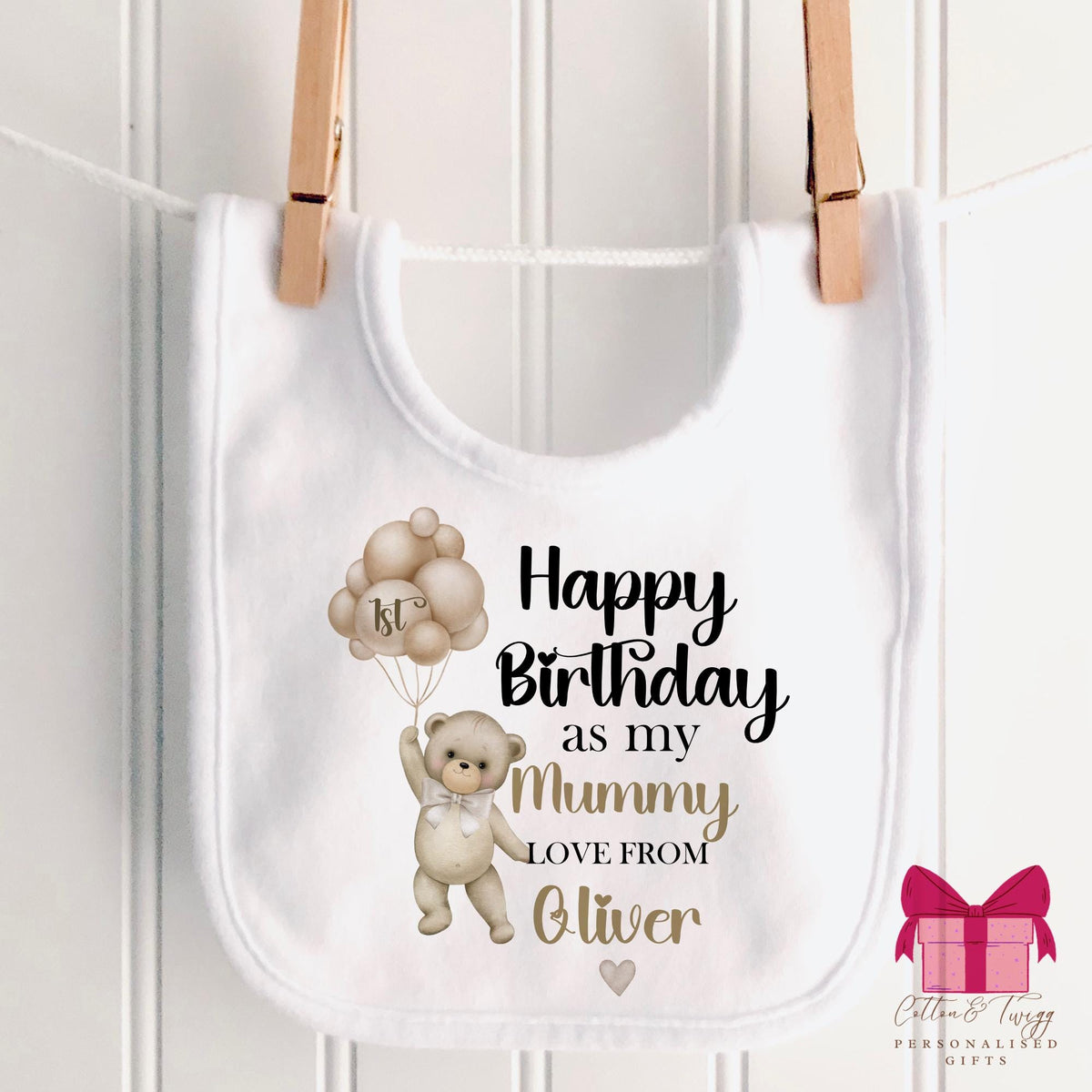 Balloon Teddy Mummy Birthday Sleepsuit