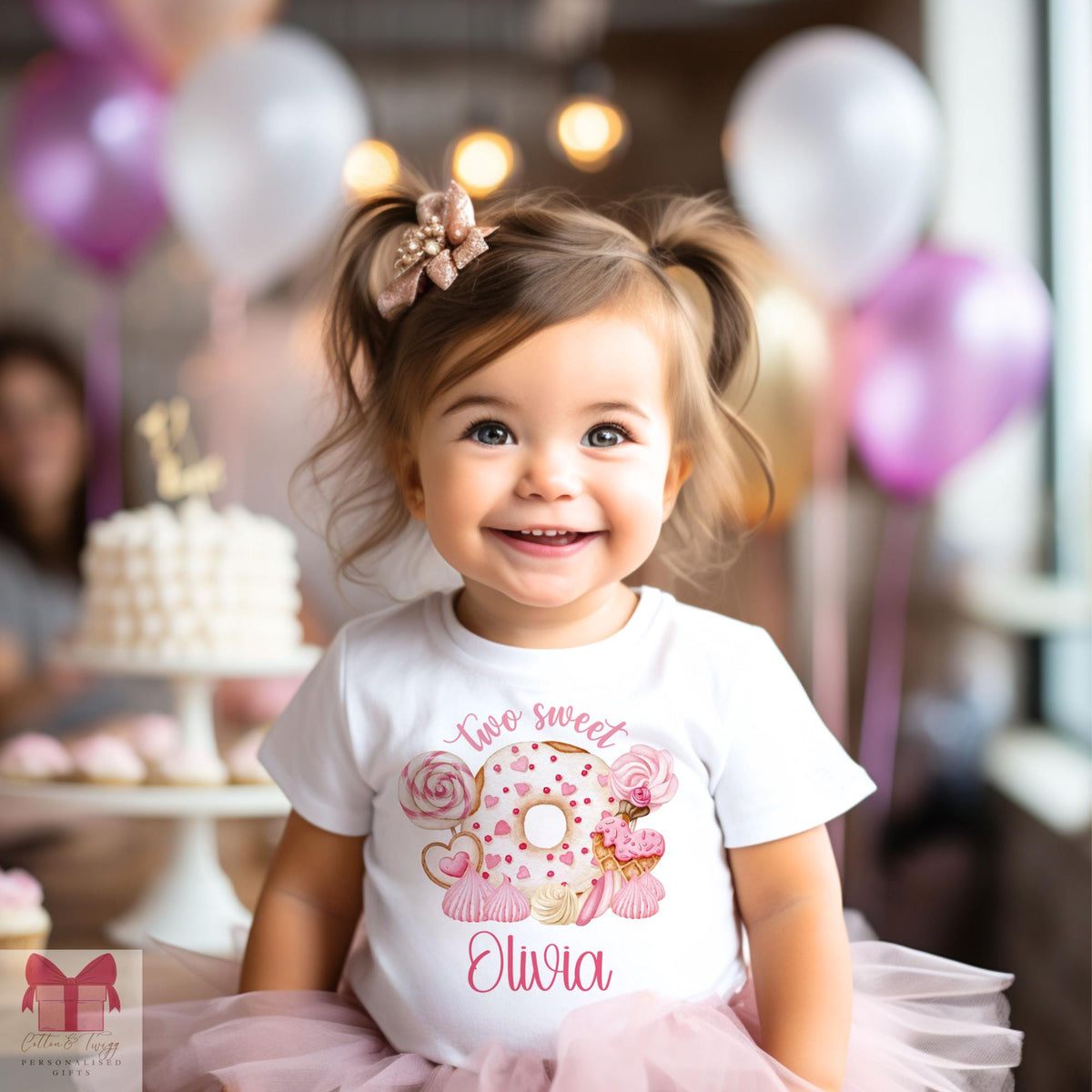 Girls doughnut 2nd birthday wrapping paper