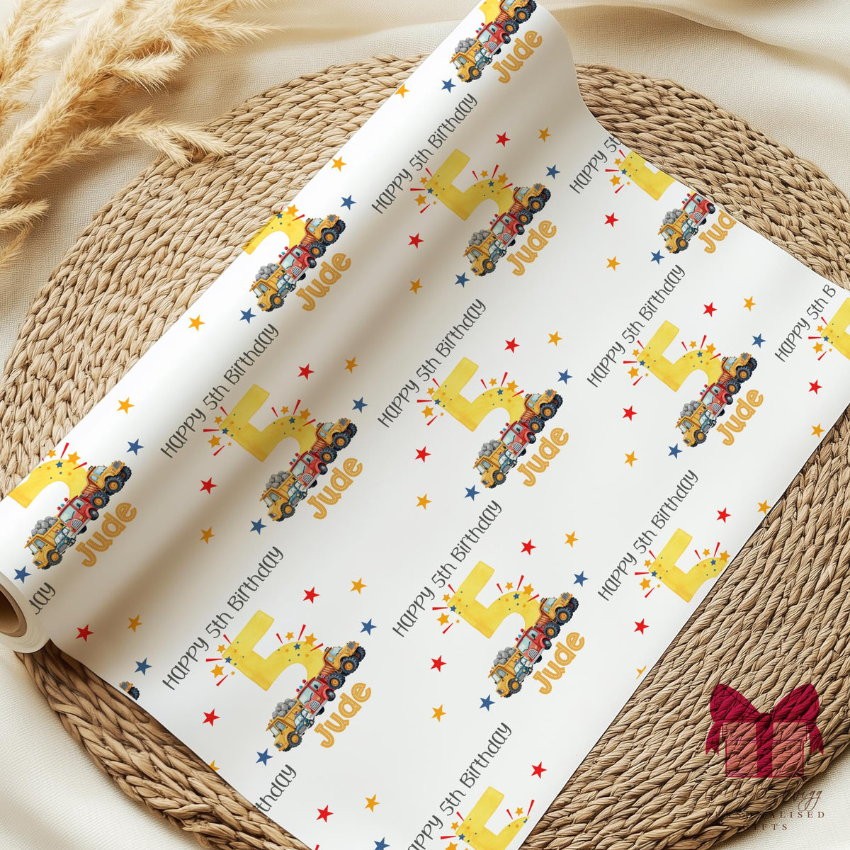 Kids digger birthday wrapping paper