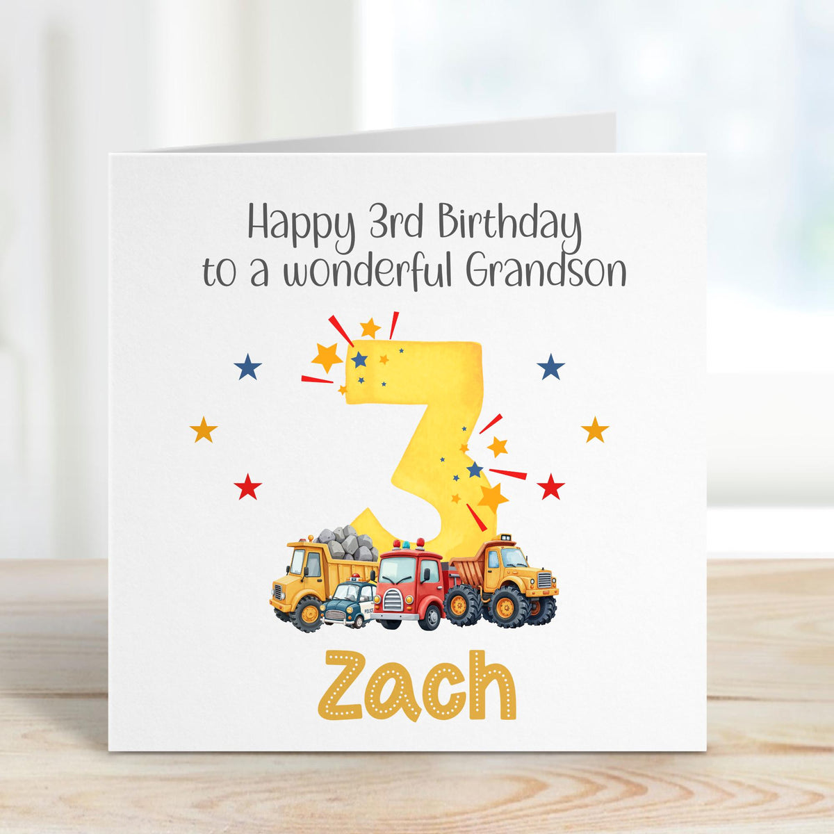 Digger & Trucks Any Age Birthday Card for Boys – photo 3
