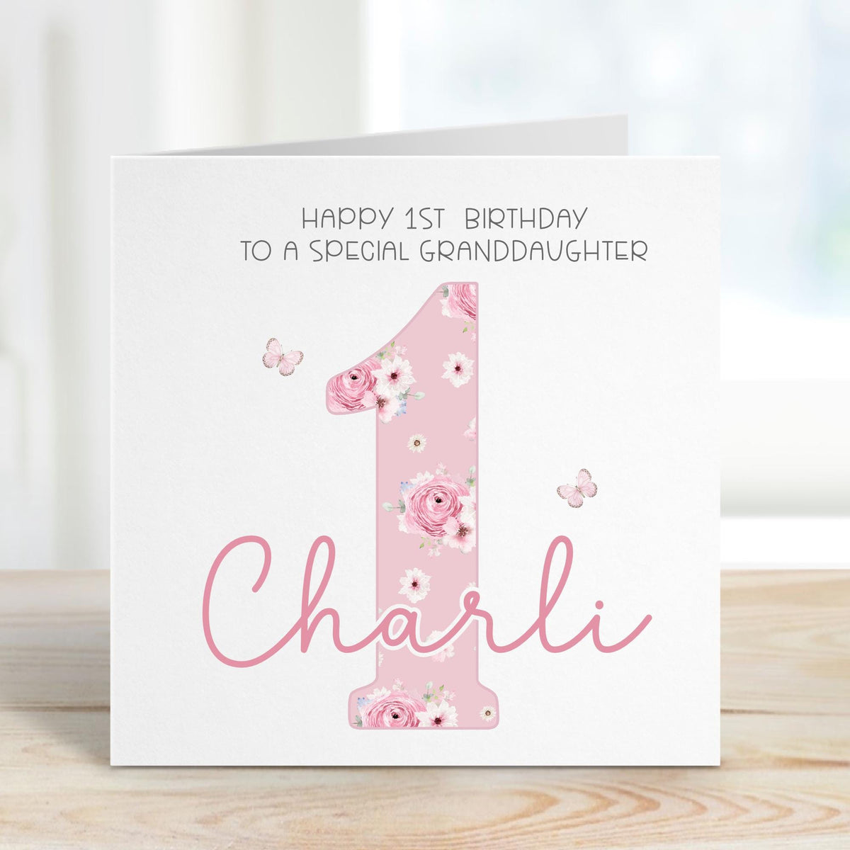 Pink Floral Number 1 First Birthday Card for Girls – Cotton and Twigg