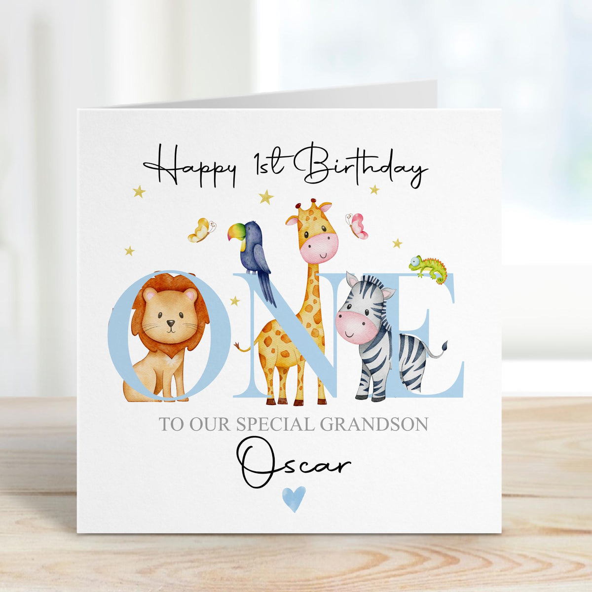 Safari Animals ONE 1st Birthday Card – photo 4